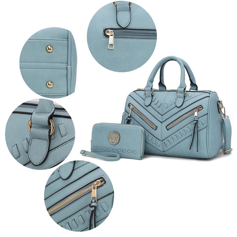 Satchel Bag With Wallet, Vegan Leather Top Handle Shoulder Handbag XD - Picture 7 of 7